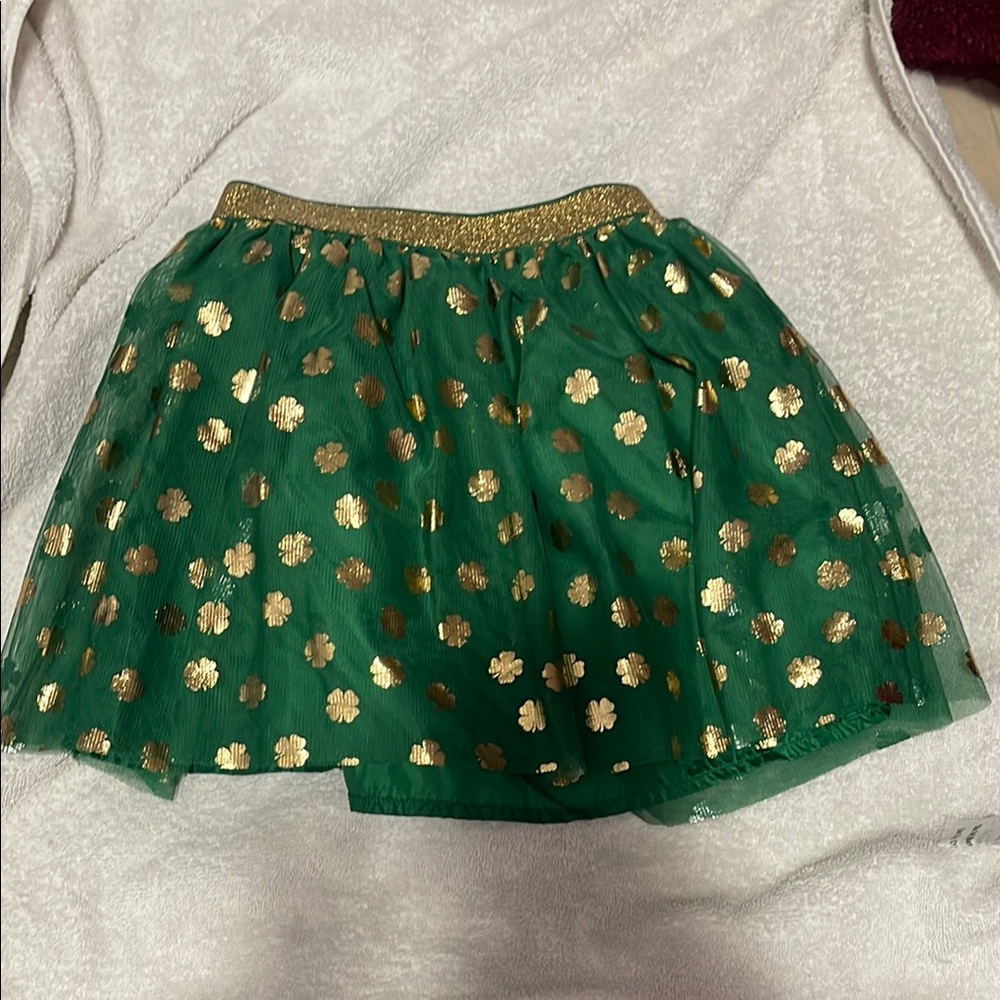 Celebrate It Green and Gold Mini Bubble Skirt
